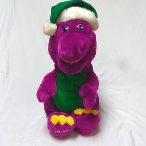 Vintage 1992 The Lyons Group Christmas Barney the Dinosaur 18" Plush READ